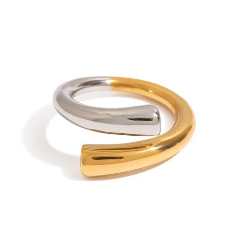 Vinger Ring in edelstaal, 304 roestvrij staal, plated, mode sieraden & voor vrouw & two tone, Verkocht door PC