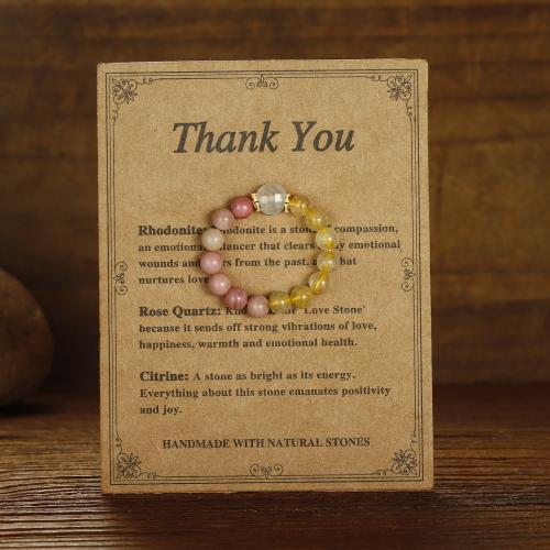 Gemstone fingerring, Natursten, med Elastiktråd, håndlavet, mode smykker & elastisk & for kvinde, flerfarvede, Størrelse:7, Solgt af PC