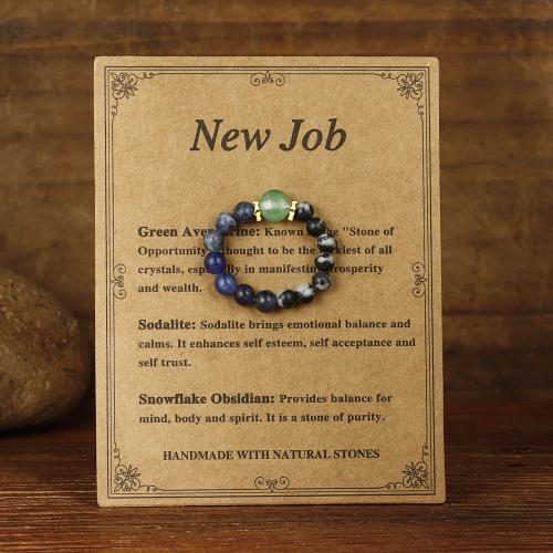 Gemstone fingerring, Natursten, med Elastiktråd, håndlavet, mode smykker & elastisk & for kvinde, flerfarvede, Størrelse:7, Solgt af PC