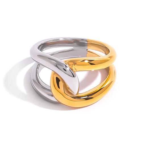 Vinger Ring in edelstaal, 304 roestvrij staal, plated, voor vrouw & two tone & hol, Verkocht door PC