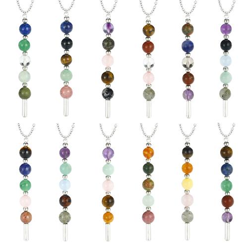 Gemstone Jewelry karoliai, 304 Nerūdijantis plienas, su Natūralus akmuo, rankų darbo, Bižuterijos & įvairios medžiagos pasirinkimas & moters, Originali spalva, Pardavė PC