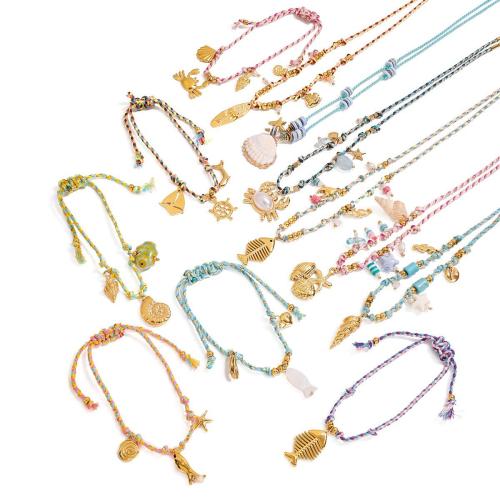 Fashion Stainless Steel Jewelry Sets 304 Stainless Steel with Cotton Thread plated fashion jewelry & for woman Sold By PC