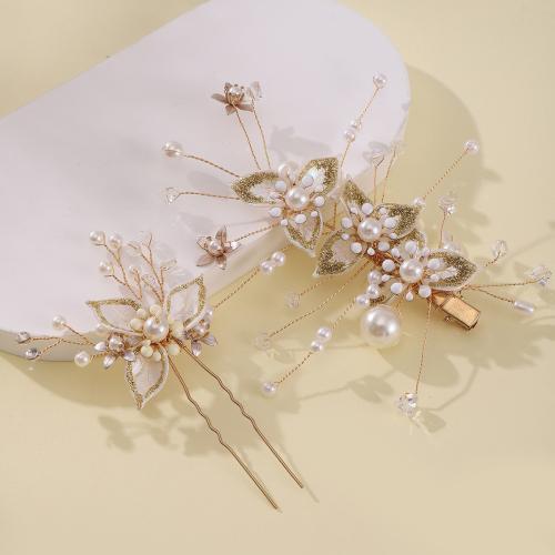 Mixed Hair Accessories Zinc Alloy with brass wire & Crystal & Plastic Pearl plated fashion jewelry & handmade & for woman Sold By PC