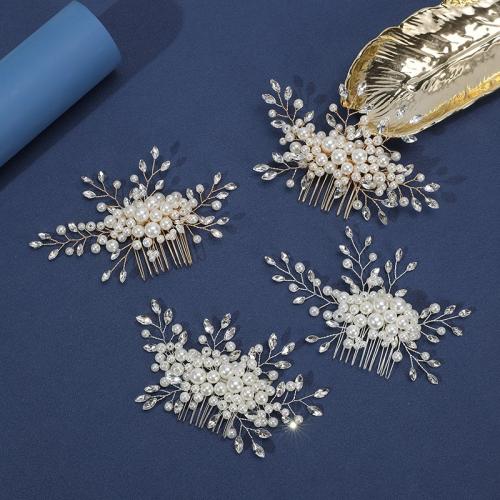 Bridal Maisiúil Gruaige Cíor, Sinc Alloy, le sreang práis & Crystal & Pearl Plaisteacha, lámhdhéanta, jewelry faisin & méid éagsúla do rogha & do bhean, dathanna níos mó le haghaidh rogha, Díolta De réir PC