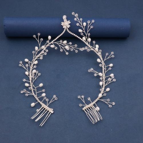 Gruaige Wreath, Sinc Alloy, le sreang práis & Crystal & Pearl Plaisteacha, lámhdhéanta, jewelry faisin & do bhean, airgid, Díolta De réir PC