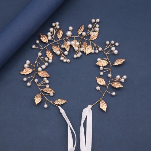 Hair Wreath, Zinc Alloy, med messingtråd & Plastic Pearl, håndlavet, mode smykker & for kvinde, guld, Solgt af PC