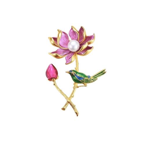 Sinc Alloy Dealg, le Pearl Plaisteacha, Flower, dath an óir plated, do bhean & cruan, 40mm, Díolta De réir PC