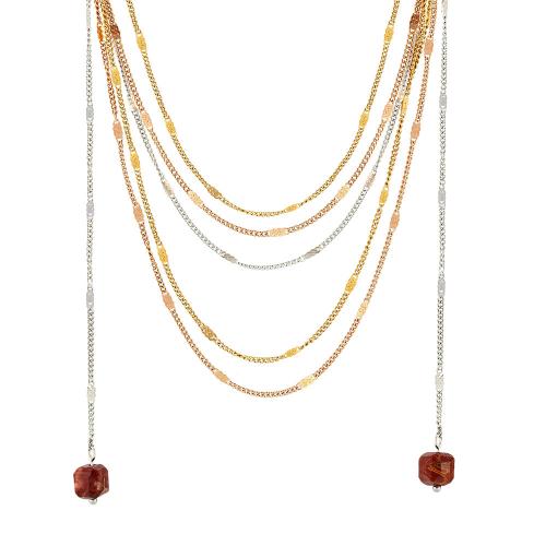 Collar Multi de la capa, acero inoxidable 304, con Piedra natural, chapado, multicapa & diferentes materiales para la opción & para mujer, más colores para la opción, Vendido por UD