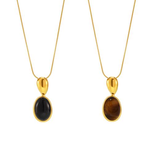 Nehrđajući čelik Chain Necklace džemper, 304 nehrđajućeg čelika, s Ahat, pozlaćen, modni nakit & različiti materijali za izbor & za žene, više boja za izbor, Prodano By PC
