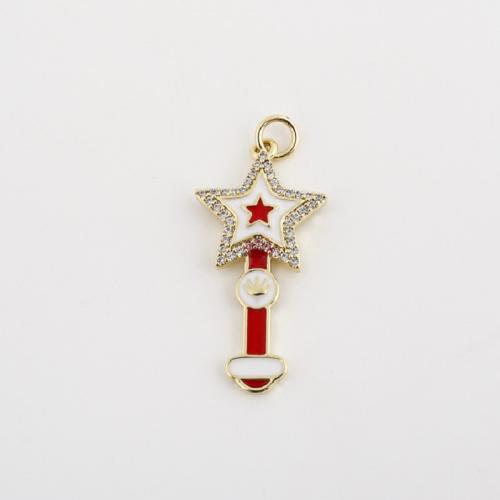 Kuutio Zirkonia Mikro Paven Messinki riipus, kullan väri kullattu, tee-se-itse & Micro Pave kuutiometriä zirkonia & emali, 30x14x2mm, Myymät PC