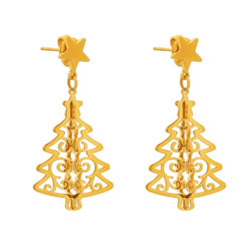 Stainless Steel Drop Earring 304 Stainless Steel Tree plated fashion jewelry & for woman & hollow Sold By Pair