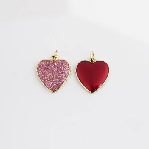 Brass Heart Pendants gold color plated DIY & enamel Sold By PC
