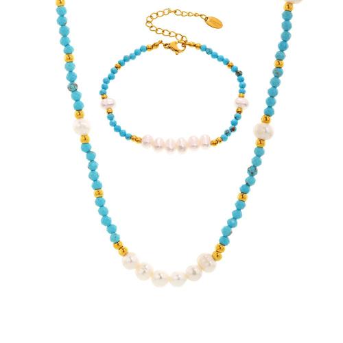 Seiteanna Jewelry Cruach dhosmálta, 304 Cruach dhosmálta, le turquoise & Pearl Fionnuisce, plátáilte, jewelry faisin & ábhair éagsúla do rogha & do bhean, il-daite, Díolta De réir PC