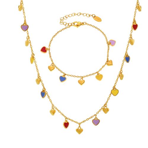 Enamel Stainless Steel Jewelry Set 304 Stainless Steel plated & for woman Sold By PC