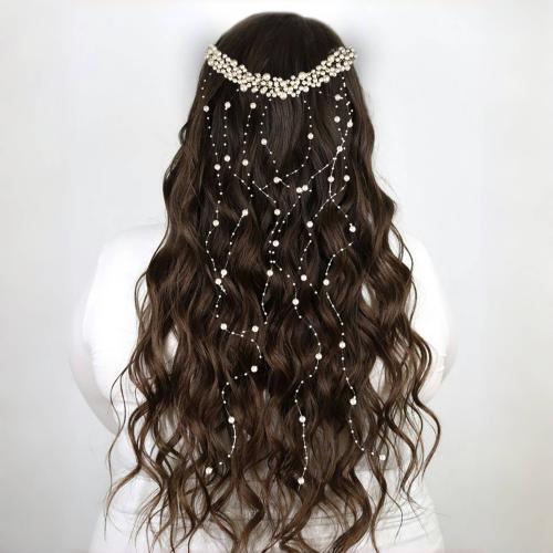 Bridal Hair Wreath Zinc Alloy with brass wire & Plastic Pearl handmade fashion jewelry & for woman Sold By PC