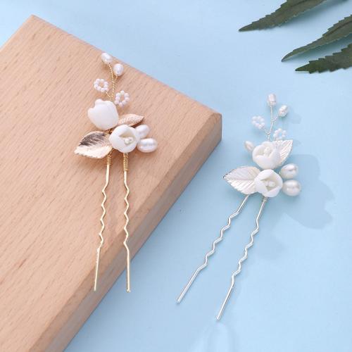 Haarpinnen bruid, Zinc Alloy, met Seedbead & koperdraad & Polymer Clay & Plastic Pearl, handgemaakt, mode sieraden & voor vrouw, meer kleuren voor de keuze, Verkocht door PC