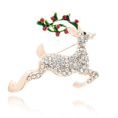Zink Alloy Brosch, plated, Jul Design & Unisex & olika stilar för val & emalj & med strass, brooch length 20-50mm, Säljs av PC