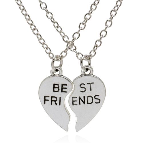 Zinc Alloy Puzzle Friendship Necklace with 2inch extender chain Heart plated Unisex & with letter pattern Length Approx 17.7 Inch Sold By PC