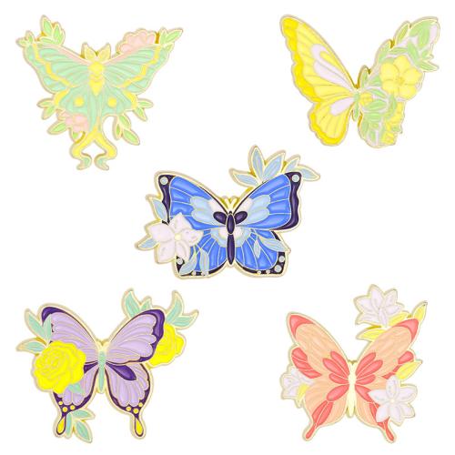Sinkkiseos Rintaneula, Perhonen, Unisex & eri tyylejä valinta & emali, brooch length 20-30mm, Myymät PC