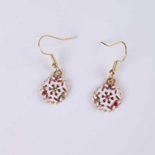 Zinc Alloy Drop Earring, Snowflake, guldfarve belagt, Julen smykker & for kvinde & emalje & med rhinestone, 15x35mm, Solgt af par