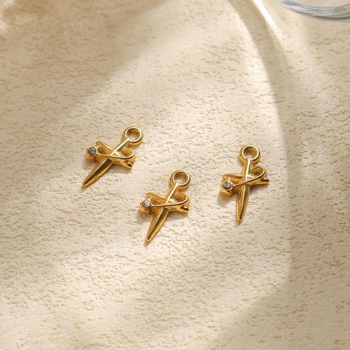 Rostfritt stål Cross Hängen, 304 rostfritt stål, guldfärg pläterade, DIY & micro bana cubic zirconia, 10PC/Bag, Säljs av Bag
