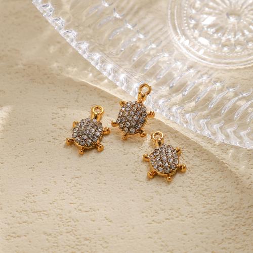 Rostfritt stål Animal Hängen, 304 rostfritt stål, Sköldpadda, guldfärg pläterade, DIY & micro bana cubic zirconia, 10PC/Bag, Säljs av Bag