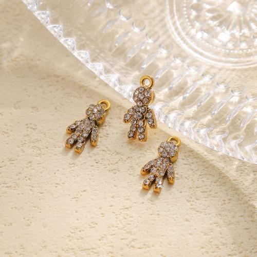 Roestvrij stalen sieraden Hangers, 304 roestvrij staal, gold plated, DIY & micro pave zirconia, 10pC's/Bag, Verkocht door Bag