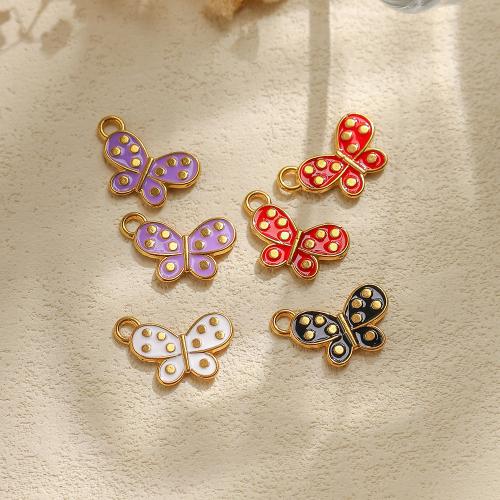Roestvrij stalen sieraden Hangers, 304 roestvrij staal, Vlinder, gold plated, DIY & glazuur, meer kleuren voor de keuze, 10pC's/Bag, Verkocht door Bag