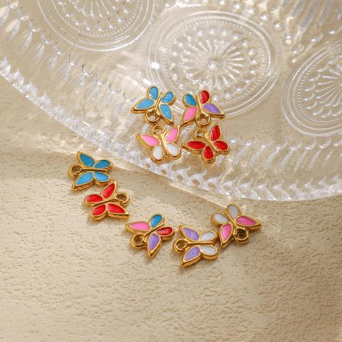 Roestvrij stalen sieraden Hangers, 304 roestvrij staal, Vlinder, gold plated, DIY & glazuur, meer kleuren voor de keuze, 10pC's/Bag, Verkocht door Bag