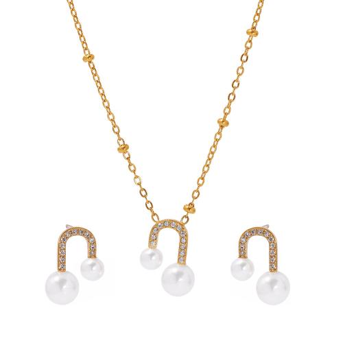 Socruithe Jewelry Cruach Dhosmálta Zirconia Ciúbach, 304 Cruach dhosmálta, le Shell Pearl & Ciúbach Zirconia, plátáilte, jewelry faisin & stíleanna éagsúla do rogha & do bhean, dathanna níos mó le haghaidh rogha, Díolta De réir PC