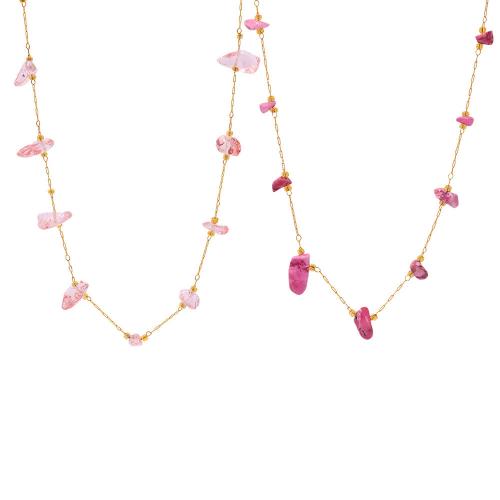 Roestvrij staal halskettingen, 304 roestvrij staal, met Natuursteen, gold plated, mode sieraden & voor vrouw, meer kleuren voor de keuze, Verkocht door PC