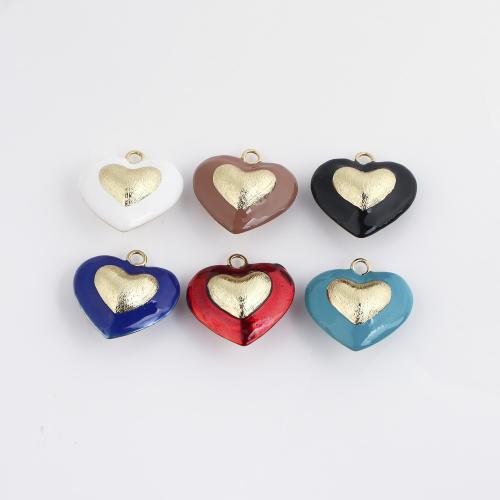 Brass Heart Riipukset, Messinki, Sydän, tee-se-itse & emali, enemmän värejä valinta, 25.50x26x13mm, Myymät PC