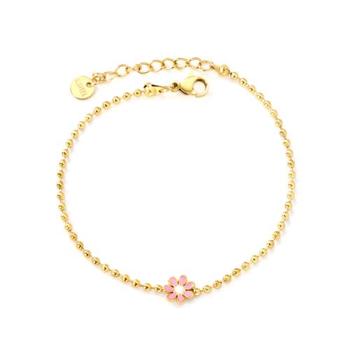 Pulseira  de jóias de aço inox, Aço inoxidável 304, with 3cm extender chain, cromado de cor dourada, joias de moda & para mulher & esmalte, Mais cores pare escolha, comprimento 18 cm, vendido por PC