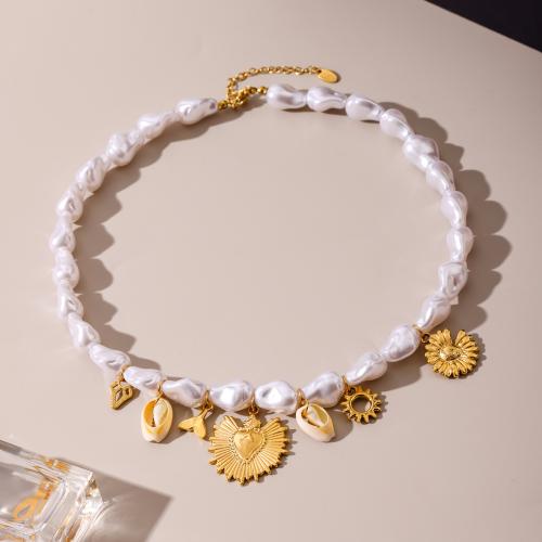 Bransoleta ze stali nierdzewnej, Stal nierdzewna 304, ze Shell Pearl, Powlekane, biżuteria moda & różne style do wyboru & dla kobiety, sprzedane przez PC