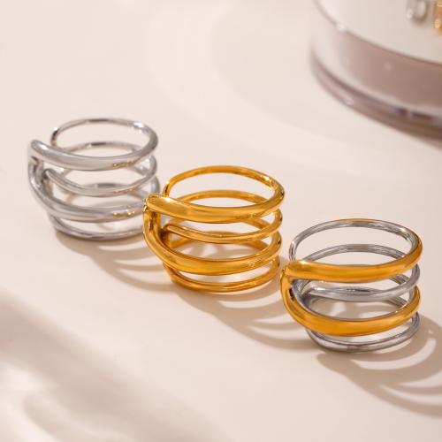 Rozsdamentes acél Finger Ring, 304 rozsdamentes acél, galvanizált, divat ékszerek & a nő & üreges, több színt a választás, Által értékesített PC