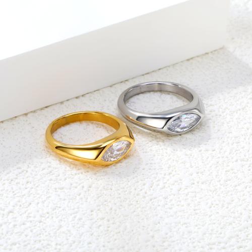 Zirkonia Edelstahl-Finger- Ring, 304 Edelstahl, mit kubischer Zirkonia, plattiert, Modeschmuck & verschiedene Größen vorhanden & für Frau, keine, verkauft von PC
