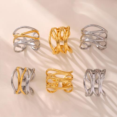 Rozsdamentes acél Finger Ring, 304 rozsdamentes acél, galvanizált, divat ékszerek & a nő & üreges, több színt a választás, Által értékesített PC