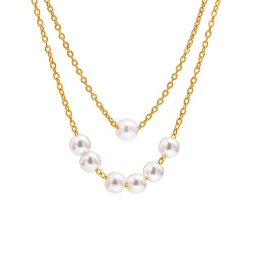 Colar de jóias de aço inoxidável, Aço inoxidável 304, with Shell Pearl, banhado, joias de moda & Vario tipos a sua escolha & para mulher, Mais cores pare escolha, vendido por PC