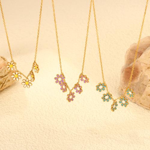 Roestvrij staal halskettingen, 304 roestvrij staal, gold plated, mode sieraden & voor vrouw & glazuur, meer kleuren voor de keuze, Verkocht door PC