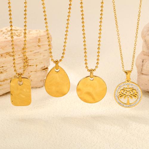 Roestvrij staal halskettingen, 304 roestvrij staal, gold plated, verschillende stijlen voor de keuze & voor vrouw & met strass, Verkocht door PC