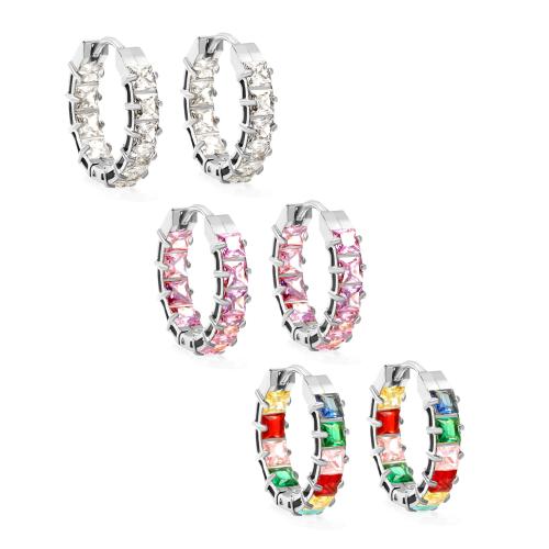 Stainless Steel Lever Back Earring 304 Stainless Steel with Cubic Zirconia plated fashion jewelry & for woman Sold By Pair