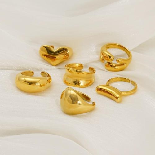 Rozsdamentes acél Finger Ring, 304 rozsdamentes acél, 18K aranyozott, divat ékszerek & különböző stílusokat a választás & a nő, Által értékesített PC