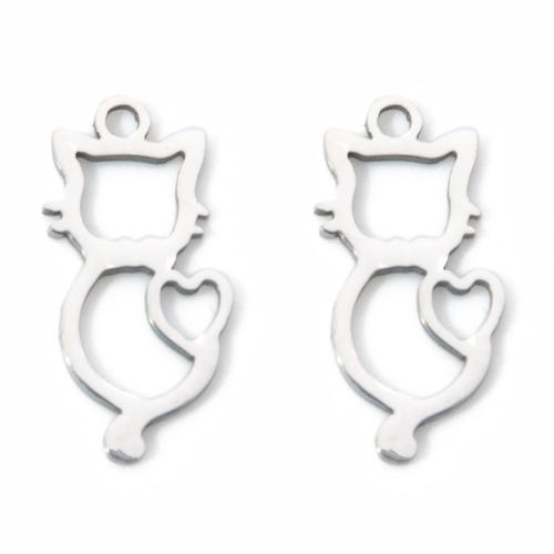 Cruach dhosmálta pendants Ainmhithe, 304 Cruach dhosmálta, Cat, plátáilte, DIY, dathanna níos mó le haghaidh rogha, 8.31x0.90x17.60mm, Díolta De réir PC