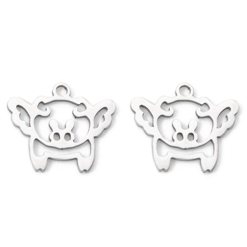 Cruach dhosmálta pendants Ainmhithe, 304 Cruach dhosmálta, Muc, plátáilte, DIY, dathanna níos mó le haghaidh rogha, 15.30x0.90x12.90mm, Díolta De réir PC