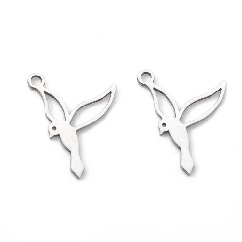 Acero inoxidable Colgantes Animal, acero inoxidable 304, Pájaro, chapado, Bricolaje, más colores para la opción, 13.60x0.90x15.50mm, Vendido por UD