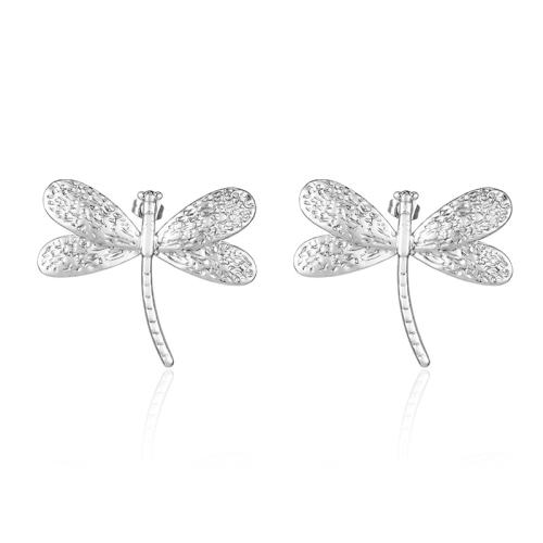 Stainless Steel Stud Øreringe, 304 rustfrit stål, Dragonfly, forgyldt, mode smykker, flere farver til valg, Solgt af par