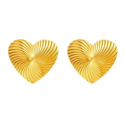 Stainless Steel Stud Øreringe, Titanium Stål, Heart, forgyldt, mode smykker, flere farver til valg, Solgt af par