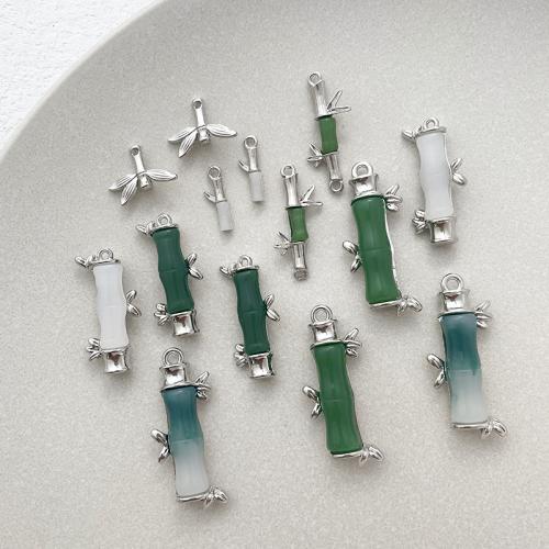 Zink-Aluminium-Anhänger, Zinklegierung, mit Acryl, Bambus, plattiert, DIY & verschiedene Stile für Wahl, verkauft von PC