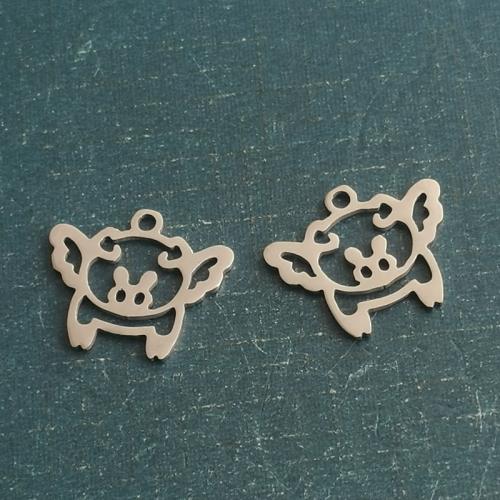 Állati rozsdamentes acél Medálok, Titanium Steel, Sertés, galvanizált, DIY, több színt a választás, 15x13mm, 10PC-k/Bag, Által értékesített Bag
