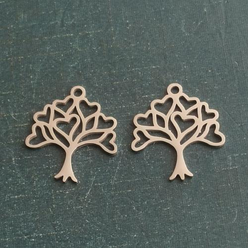 Pendentifs en titane, Acier titane, arbre, Placage, DIY, plus de couleurs à choisir, 10PC/sac, Vendu par sac